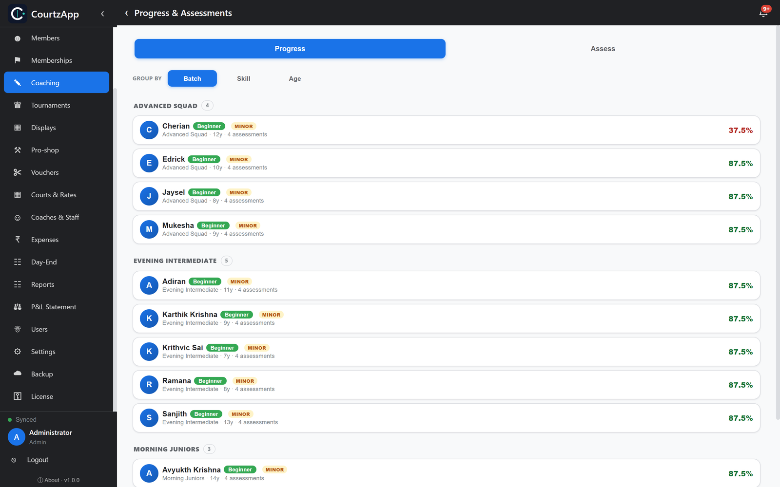 Track every student’s skill development with visual progress reports